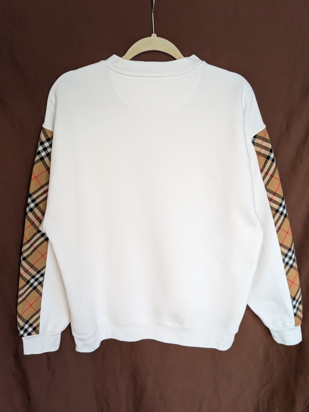 Burberry Nova Check Sleeve Oversized Unisex Sweatshirt White S - Picture 4 of 16